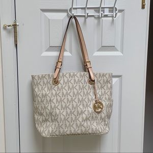 Michael Kors Jet Set Vanilla Logo Monogram Tote